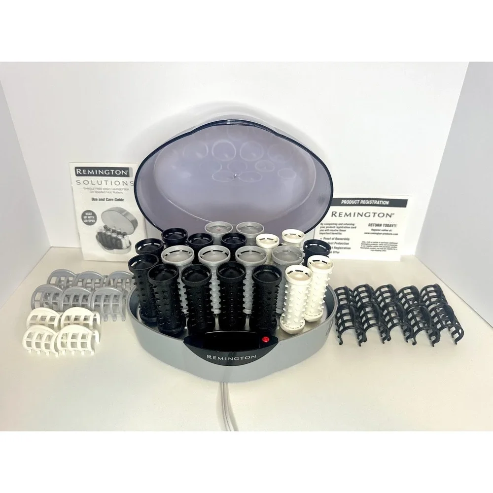 Remington Solutions H-1080i 20 Hair Curlers with Clips Ionic Complete w/ Box